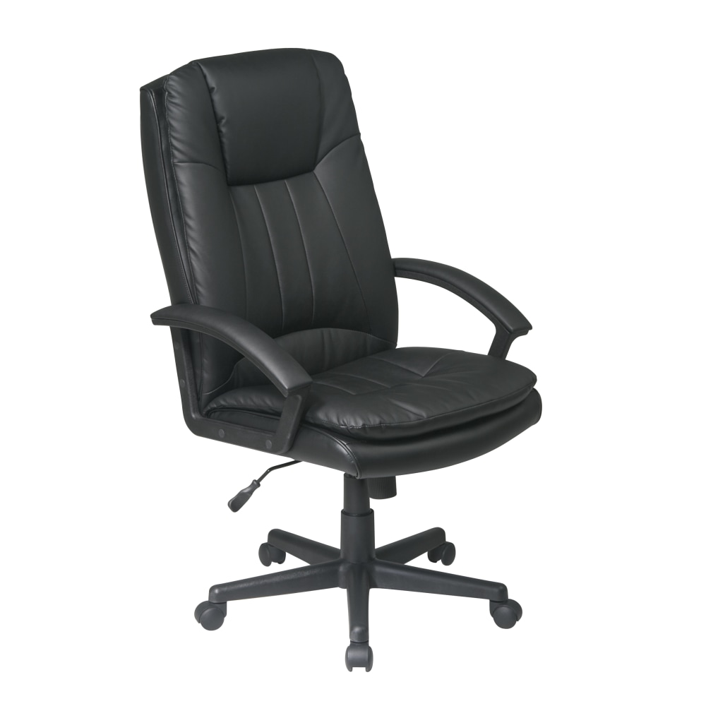 Office Star Deluxe Bonded Leather High-Back Executive Chair, Black MPN:EC22070-EC3