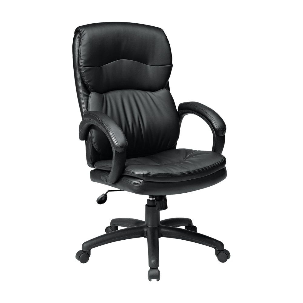Office Star Work Smart Bonded Leather High-Back Chair, Black MPN:EC9230-EC3