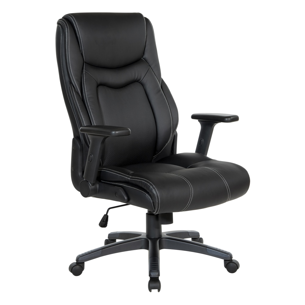 Office Star Ergonomic Leather High-Back Executive Office Chair, Black/White MPN:EC93580-EC3