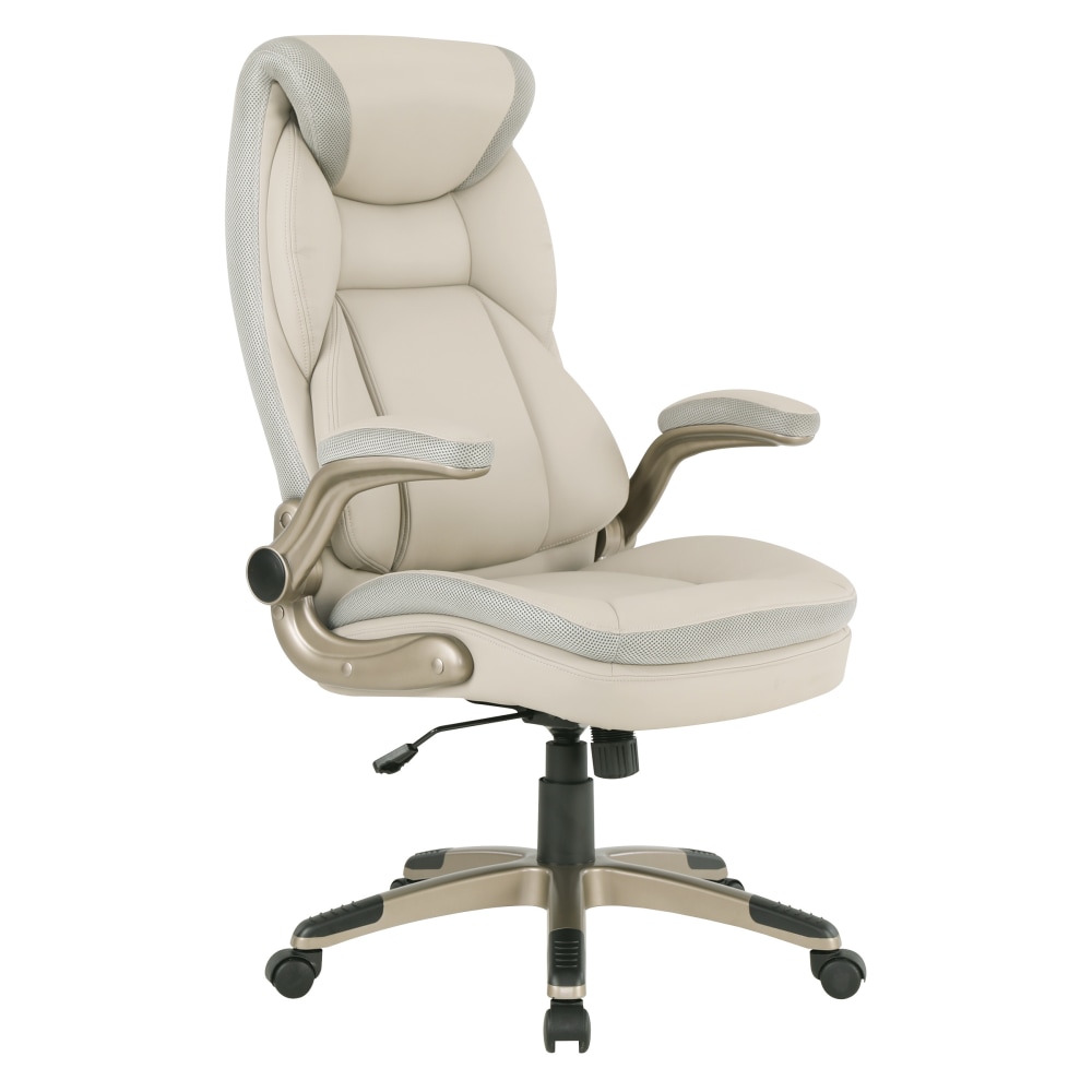 Office Star Ergonomic Leather High-Back Executive Office Chair, Taupe/Cocoa MPN:ECH17051-EC21