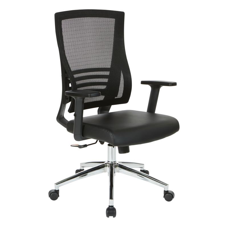 Office Star WorkSmart Screen-Back Bonded Leather Managers Chair, Black MPN:EM60930C-EC3