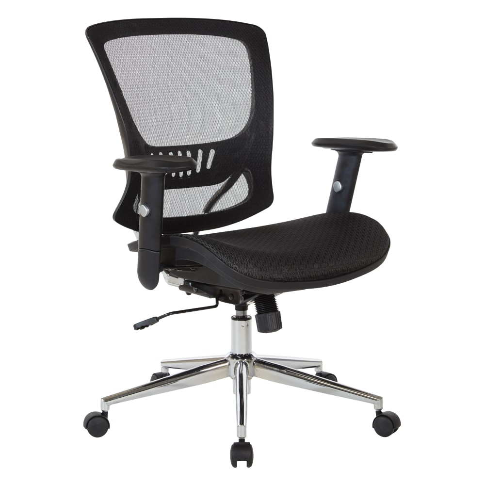 Office Star Ventilated Seating Ergonomic Mesh Mid-Back Manager's Chair, Black/Chrome MPN:EM98910C-3