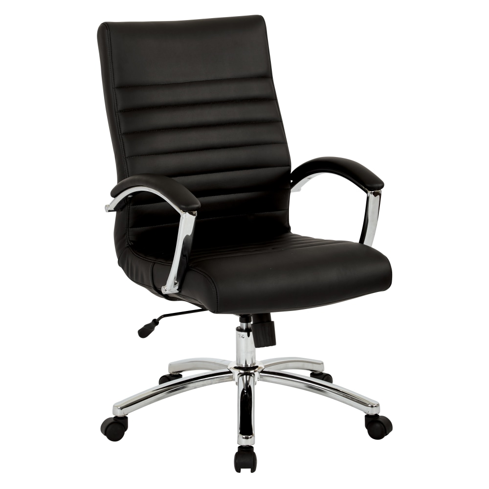 Office Star WorkSmart Ergonomic Faux Leather Mid-Back Executive Chair, Black MPN:FL92017C-U6