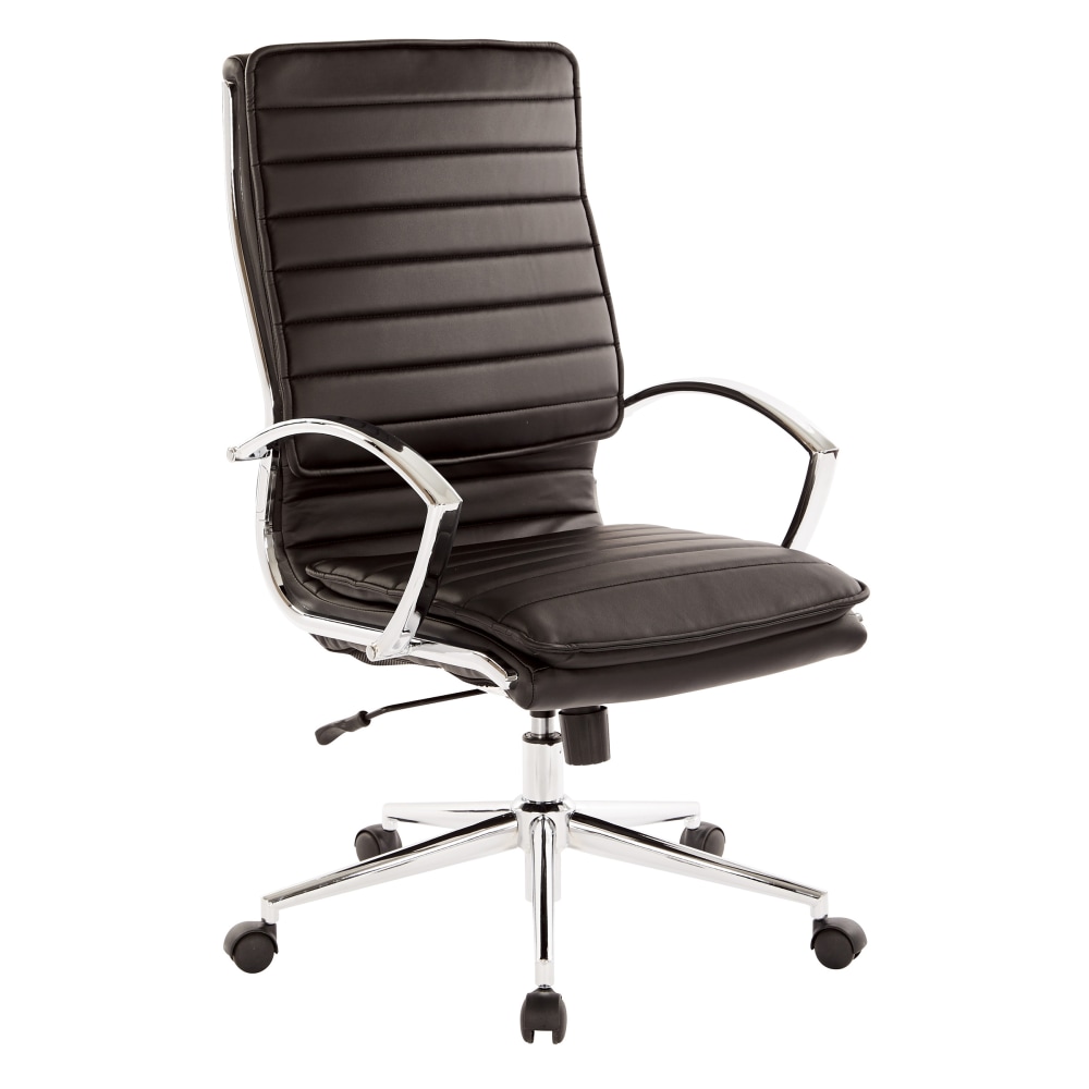 Office Star Pro-Line II SPX Bonded Leather High-Back Chair, Black/Chrome MPN:SPX23590C-U6