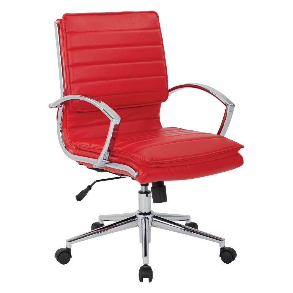 Office Star Pro-Line II SPX Bonded Leather Mid-Back Chair, Red/Chrome MPN:SPX23591C-U9