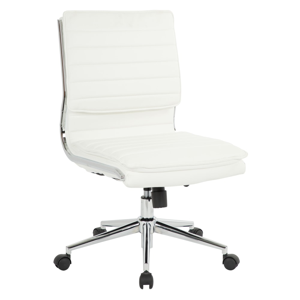 Office Star Pro-Line II SPX Armless Bonded Leather Mid-Back Chair, White/Chrome MPN:SPX23592C-U11