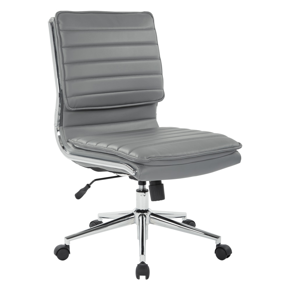 Office Star Pro-Line II SPX Armless Bonded Leather Mid-Back Chair, Charcoal/Chrome MPN:SPX23592C-U42