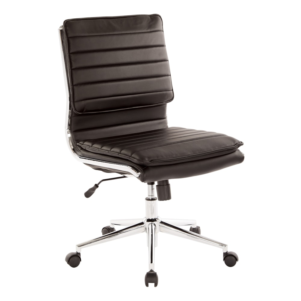 Office Star Pro-Line II SPX Armless Bonded Leather Mid-Back Chair, Black/Chrome MPN:SPX23592C-U6