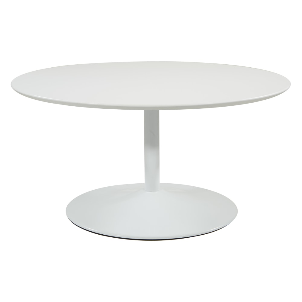 Office Star Flower Round Coffee Table, 18inH x 35-1/2inW x 35-1/2inD, White MPN:FLWA2140-WHT