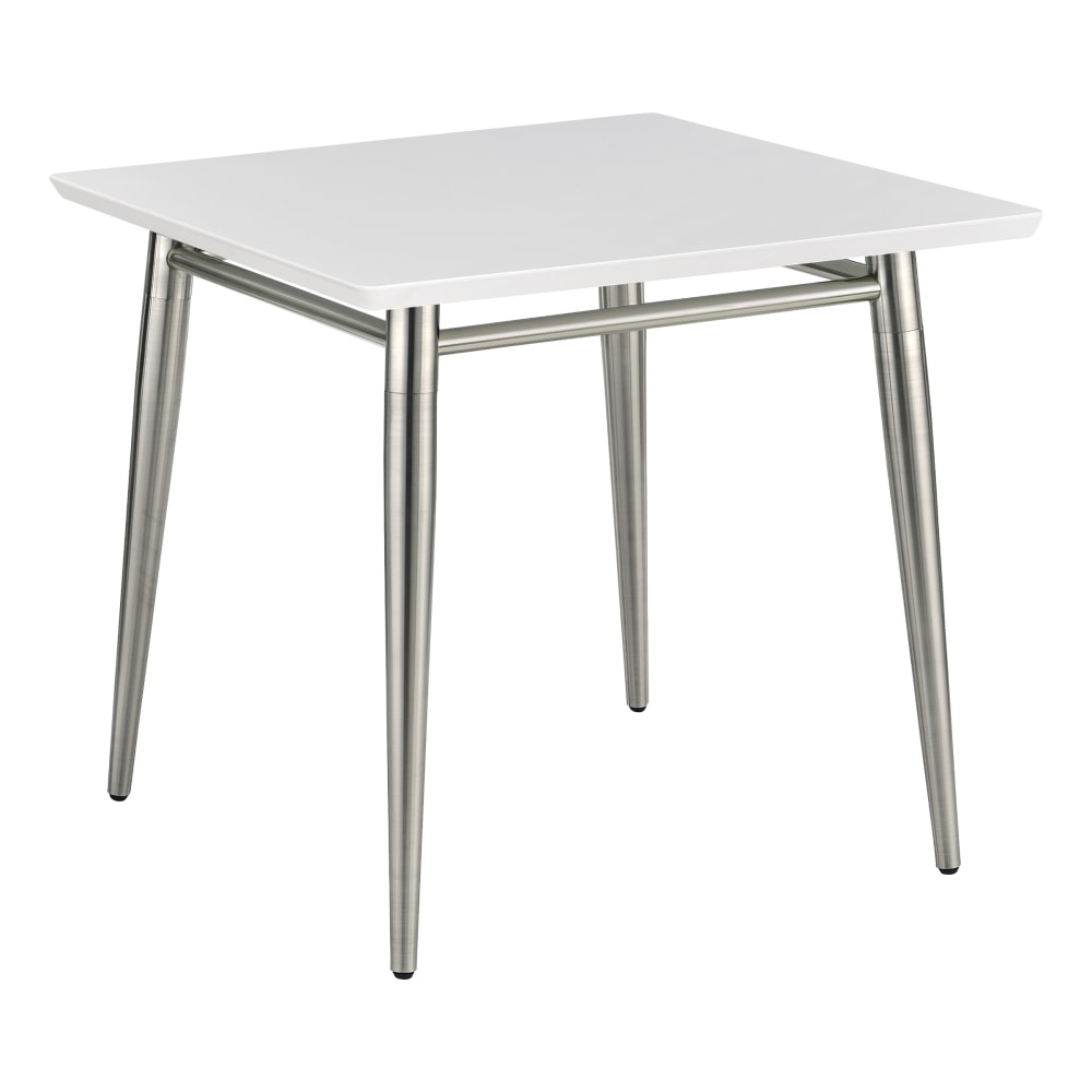 Office Star Brooklyn Square End Table, 20-1/4inH x 22inW x 22inD, White/Brushed Nickel MPN:MG0922S-WH
