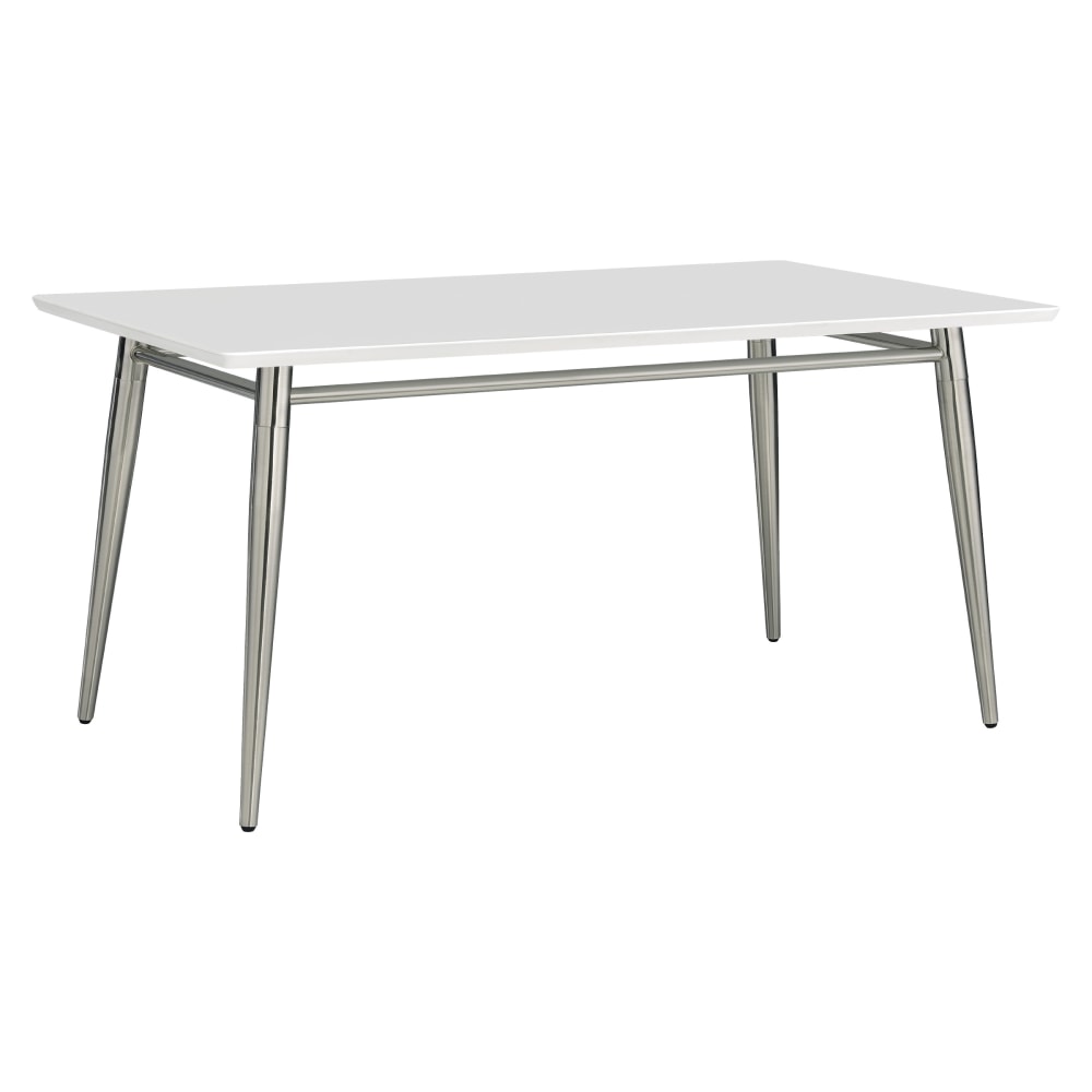 Office Star Brooklyn Rectangle Coffee Table, 16-1/4inH x 42inW x 24inD, White/Brushed Nickel MPN:MG1242S-WH
