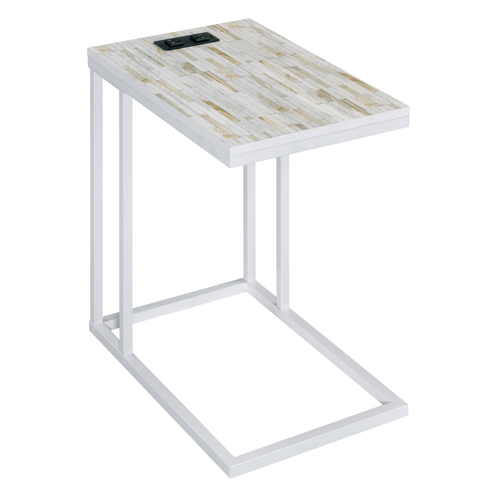 Office Star Norwich C-Table, 21-3/4inH x 13-3/4inW x 20inD, White/White Mosaic MPN:NRWWMZ-WHT