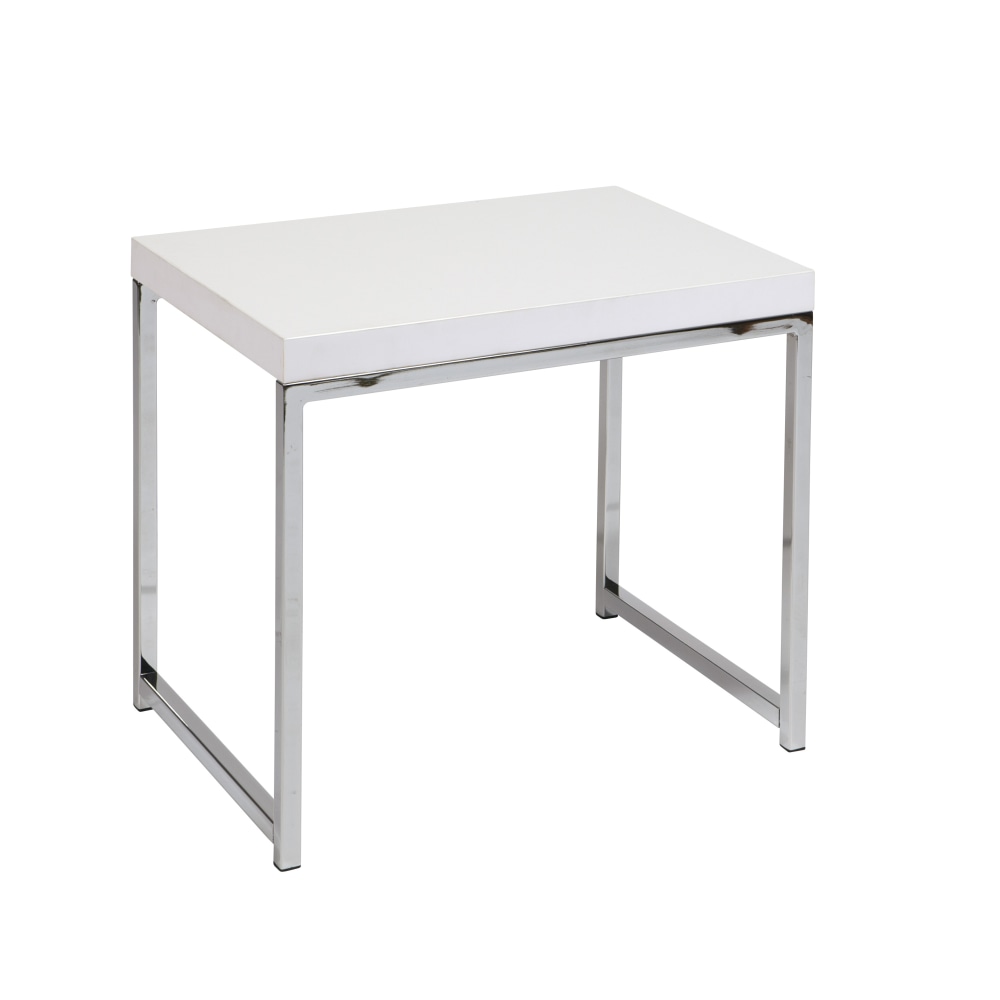 Ave Six Wall Street Table, End, Rectangular, White/Chrome MPN:WST09-WH