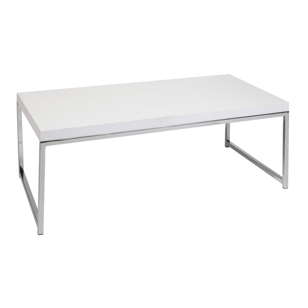 Ave Six Wall Street Table, Coffee, Rectangular, White/Chrome MPN:WST12-WH