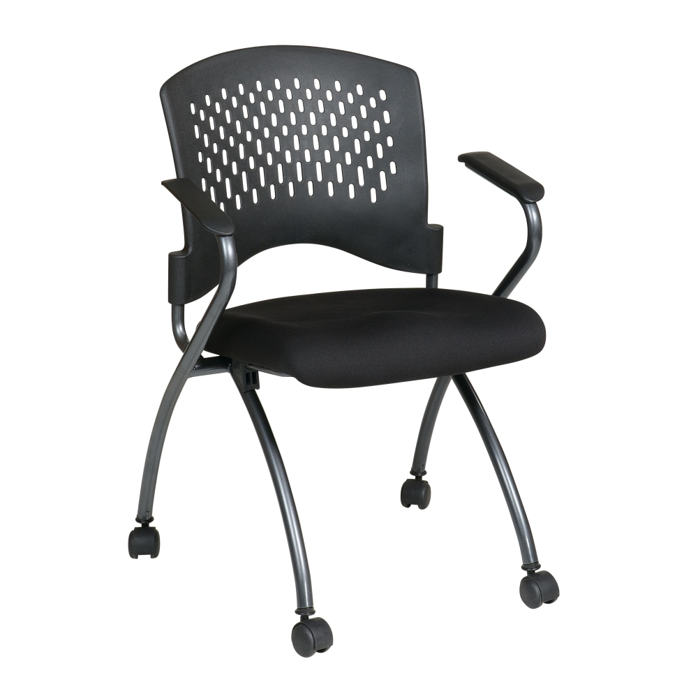 Office Star Folding Chair With Casters, Deluxe, Coal/Titanium, Set Of 2 MPN:84330-30