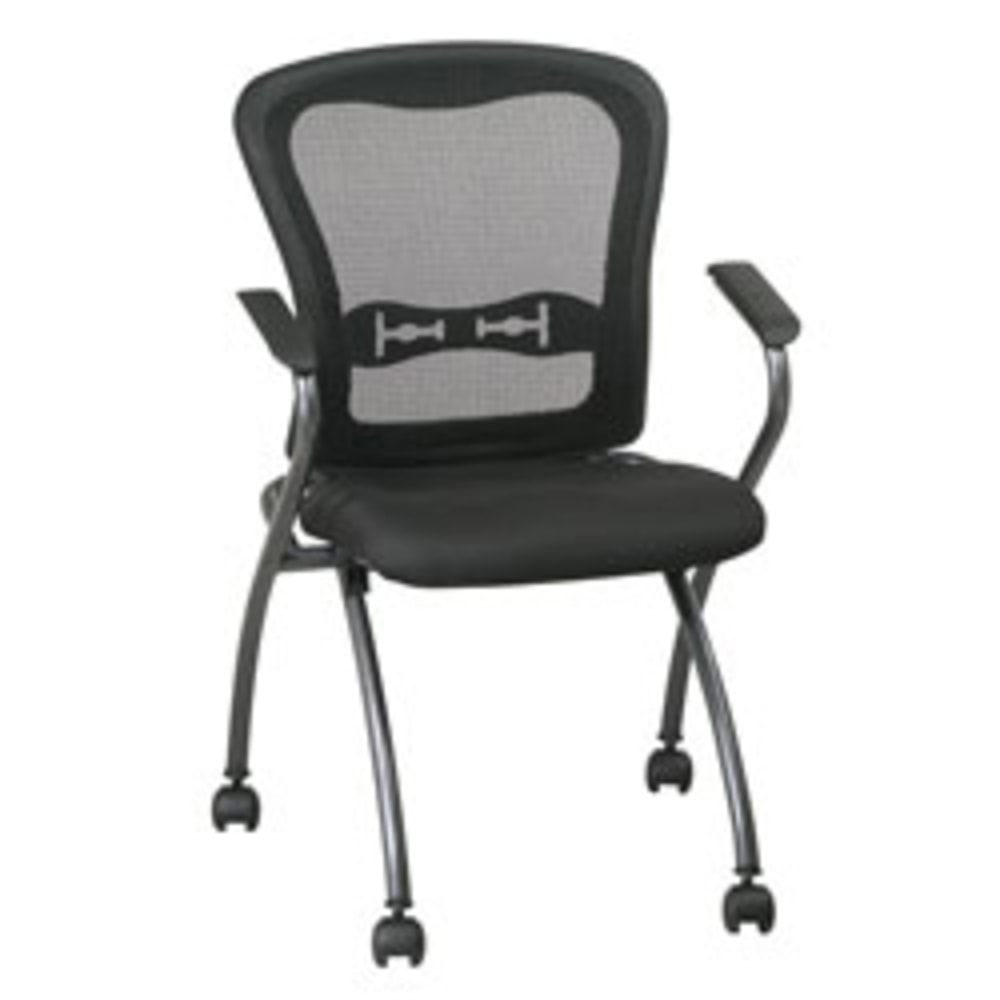 Office Star Pro-Line II Deluxe Folding Chairs With ProGrid Back, Black/Titanium, Set Of 2 MPN:84440-30
