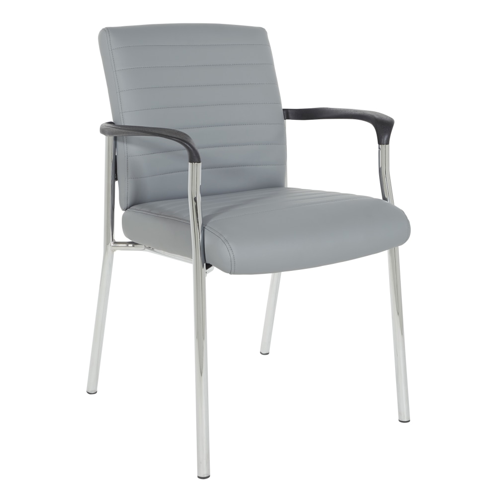 Office Star Faux Leather Guest Chair, Charcoal Gray MPN:FL38610C-U42