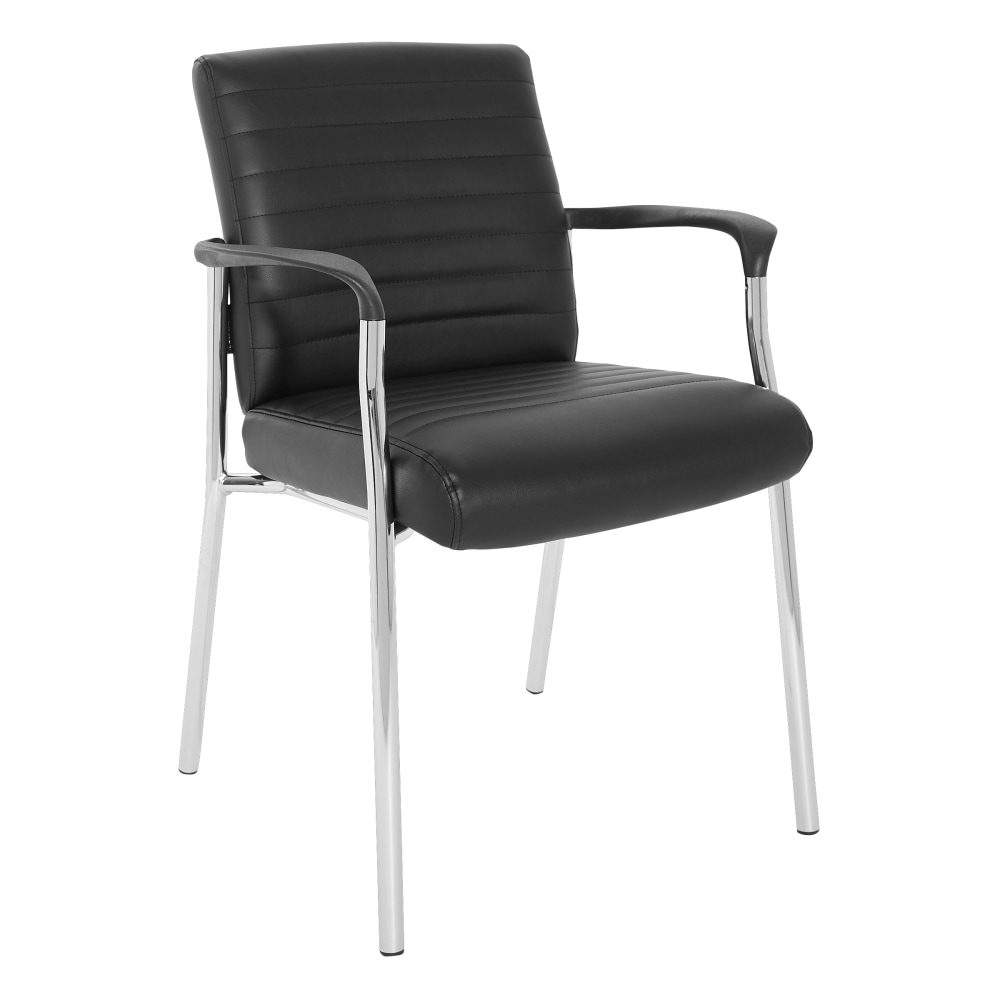 Office Star Faux Leather Guest Chair, Black MPN:FL38610C-U6
