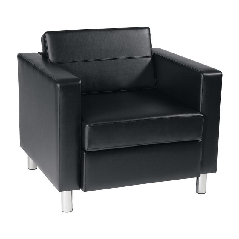 Ave Six Pacific Avenue Vinyl Arm Chair, Black/Chrome MPN:PAC51-V18