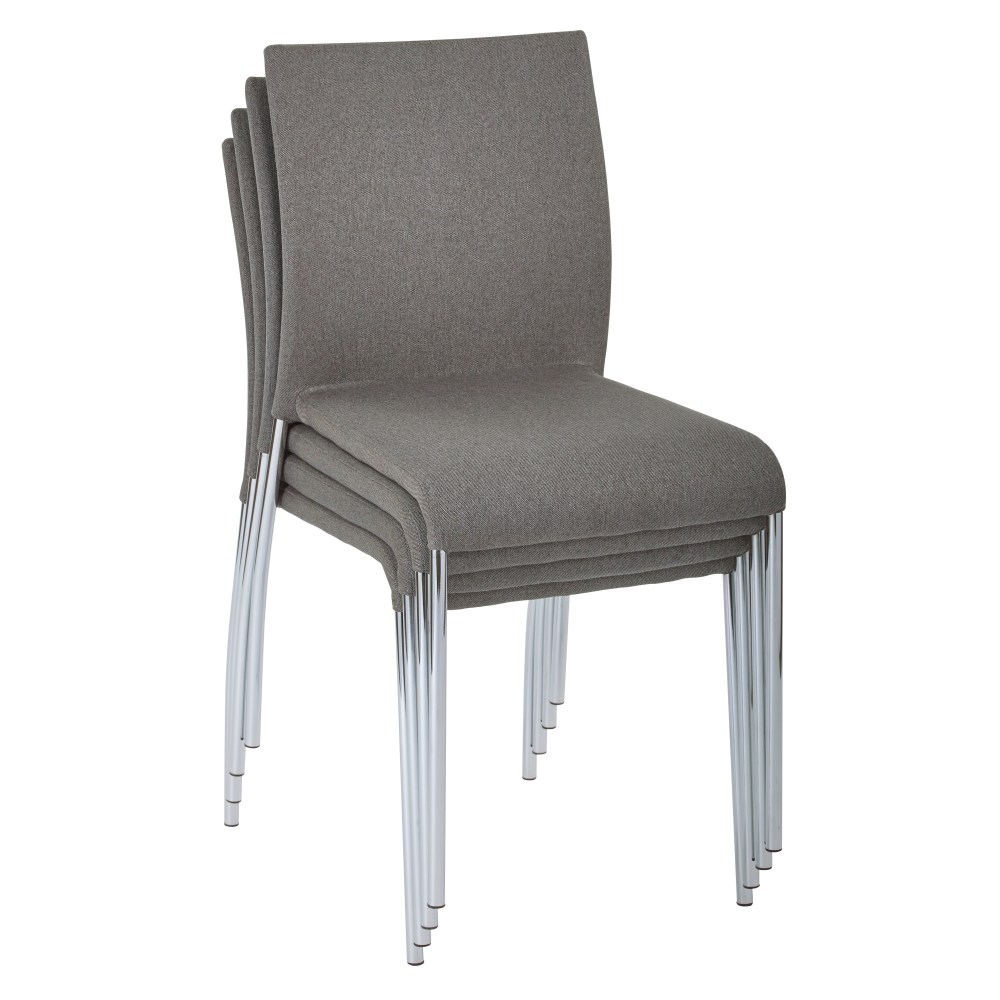 Ave Six Conway Fabric Seat, Fabric Back Stacking Chair, 17 1/2in Seat Width, Smoke Seat/Silver Frame, Quantity: 1 MPN:CWYAS4-CK002