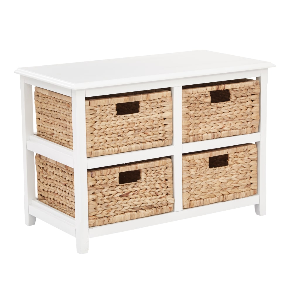 Office Star Seabrook Drawer Storage Unit, 2-Tier, 4 Drawers, 20-1/2in x 30-1/2in, White/Natural MPN:SBK4515A-WH