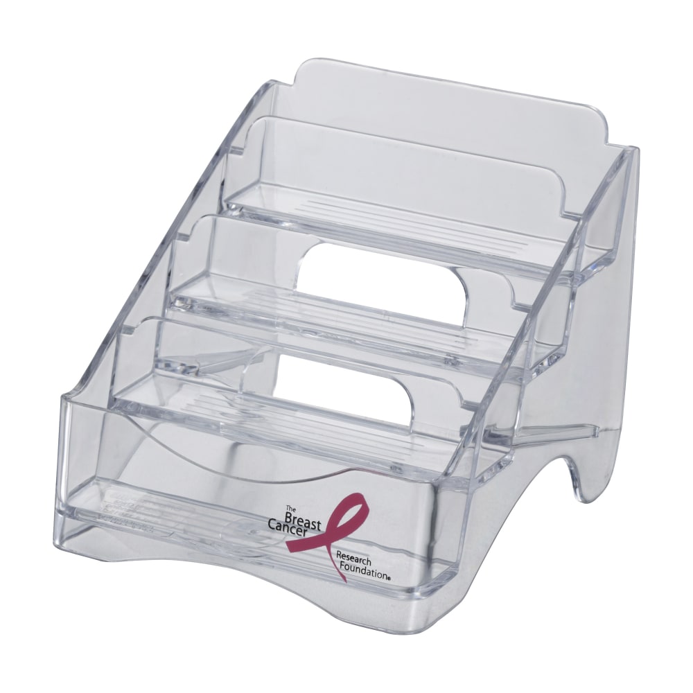 Officemate Breast Cancer Awareness 4 Tier Business Card Holder, Clear MPN:08930