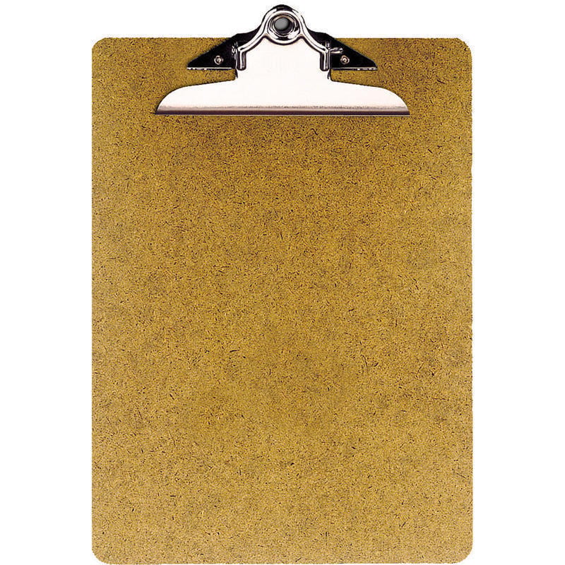 OIC 100% Recycled Hardboard Clipboard, Letter Size, 9in x 12 1/2in, Brown, 83140 MPN:83140