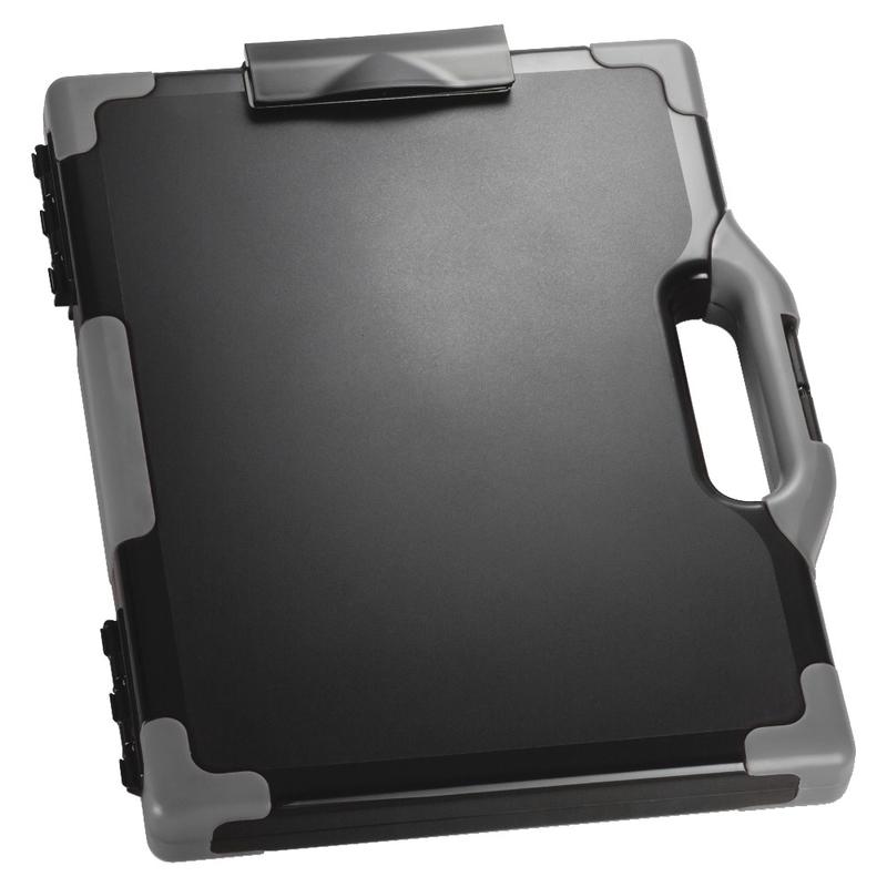 Officemate OIC Carry-All Clipboard Box, 15 1/2inH x12 1/2inW x 2 1/4inD, Gray/Black MPN:83324