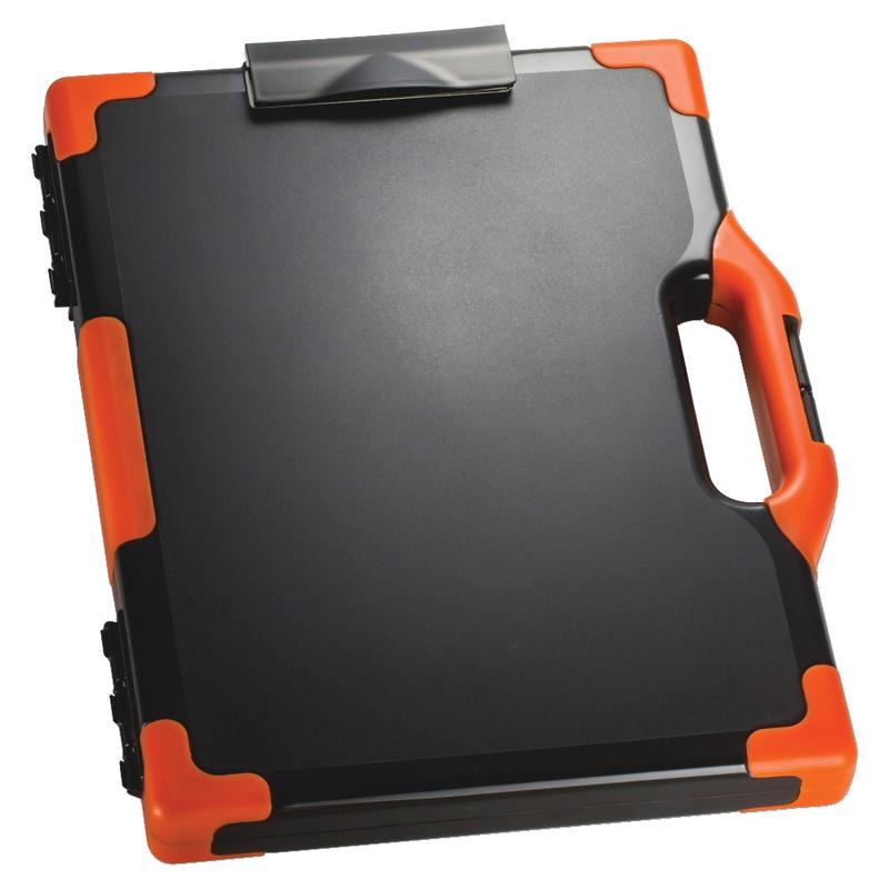 Officemate OIC Carry-All Clipboard Box, 15 1/2inH x12 1/2inW x 2 1/4inD, Black/Orange (Min Order Qty 2) MPN:83326