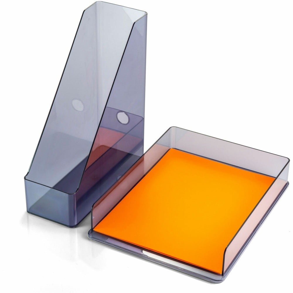 Officemate 26115 Recycled Desktop Set, Letter Tray and Magazine File, Gray - Desktop - Front Loading, Durable, Sturdy - Translucent Gray - Plastic MPN:26115