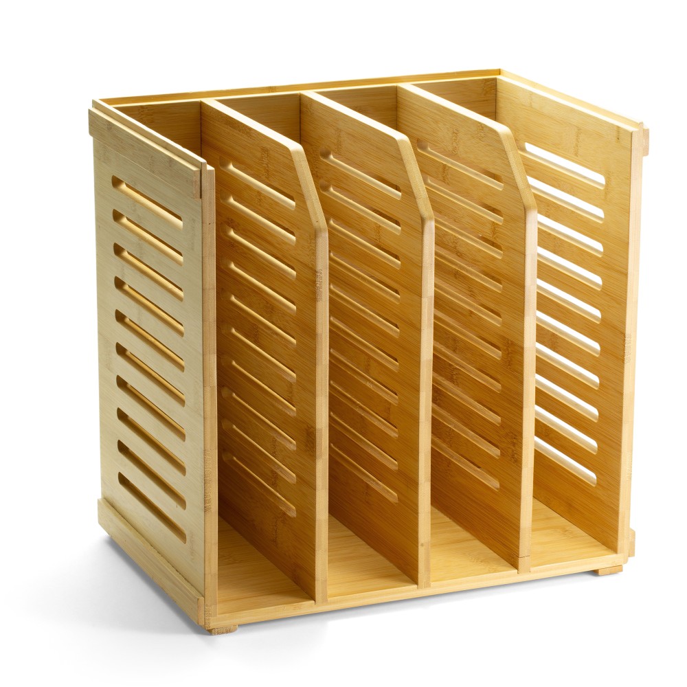 Achieva Bamboo Magazine File - 4 Compartment(s) - Horizontal/Vertical - 10in x 14inx 14.4in Depth - Stackable - Durable - Bamboo - Bamboo - 1 Each MPN:71006