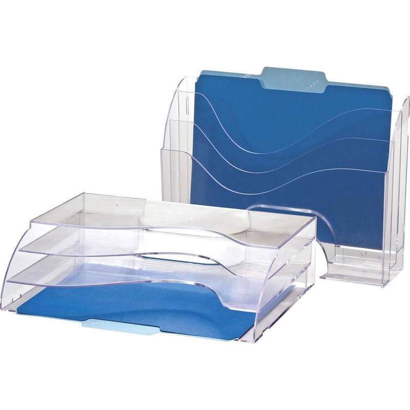 Officemate 22904 Desktop Paper File Organizer, 3-Tier, Clear - 3 Compartment(s) - 3 Tier(s) - 11.25inx13inx 3.63in Depth - Desktop - Clear - Plastic MPN:22904