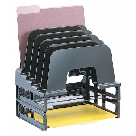 Letter Tray, Black, Plastic, 13 3/8 in W, 9 in L, 14 1/2 in H, 7 Number of Compartments MPN:22112
