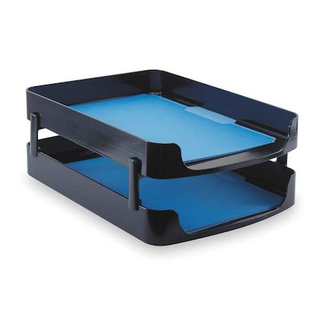 Letter Tray, Black, Plastic, 10 1/4 in W, 14 in L, 6 in H, 2 Number of Compartments MPN:22236