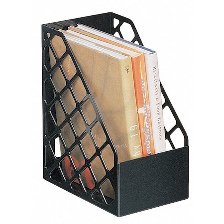 Magazine File, Black, Plastic, 6 1/8 in W, 9 1/2 in L, 11 3/4 in H, 9.5