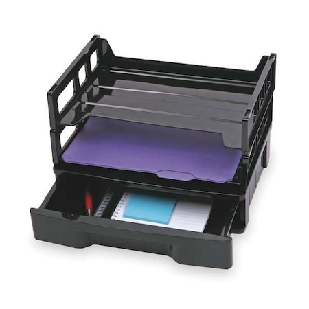 Drawer with Letter Tray, Black, Plastic, 14 3/8 in W, 9 in L, 7 1/2 in H, 10.3