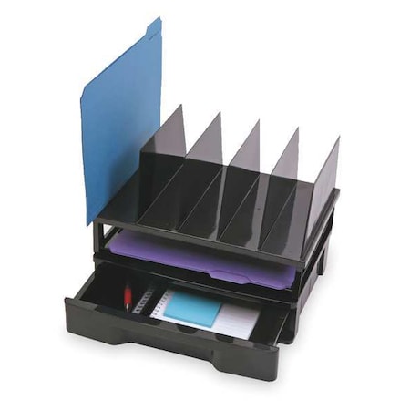 Drawer with Letter Tray, Black, Plastic, 14 in W, 9 in L, 12 3/4 in H, 10.3