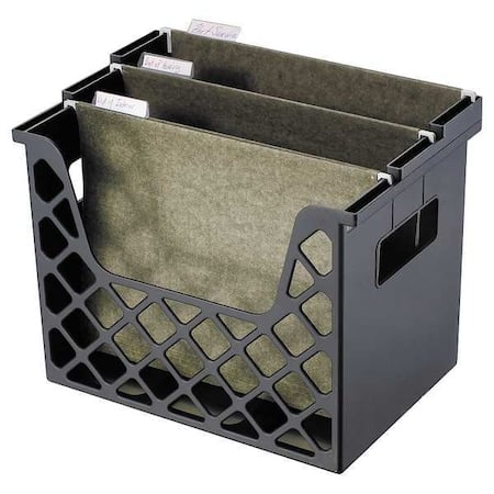 File Holder, Black, Plastic, 13 1/4 in W, 12 in L, 10 3/4 in H, 8.6