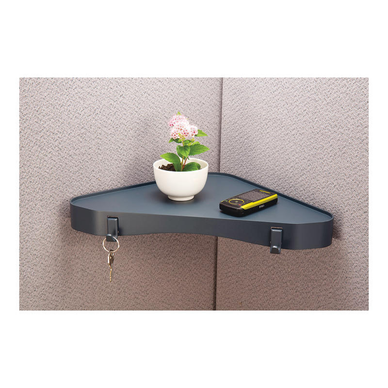 Officemate Vertical Mate Corner Shelf With 2 Hooks, 2 5/8inH x 9 1/8inW x 7/8inD, Gray (Min Order Qty 4) MPN:OIC29320