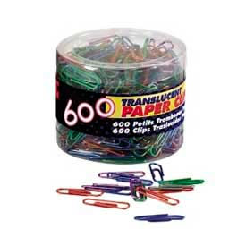 Officemate® Translucent Vinyl-Coated Paper Clips Assorted 600/Tub 97211