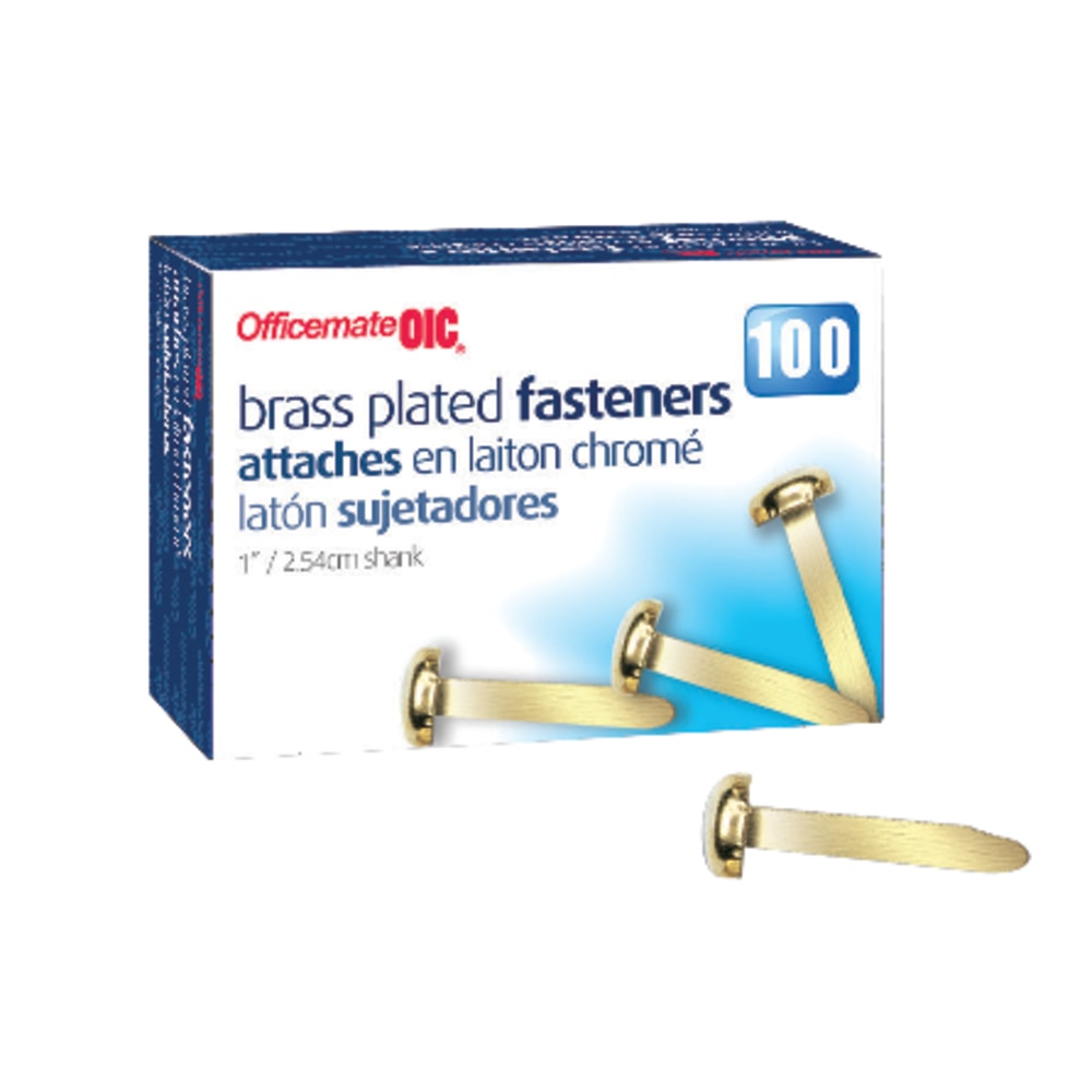 OIC Brass-Plated Paper Fastener, No. 4, 1in, Box Of 100 (Min Order Qty 18) MPN:99814