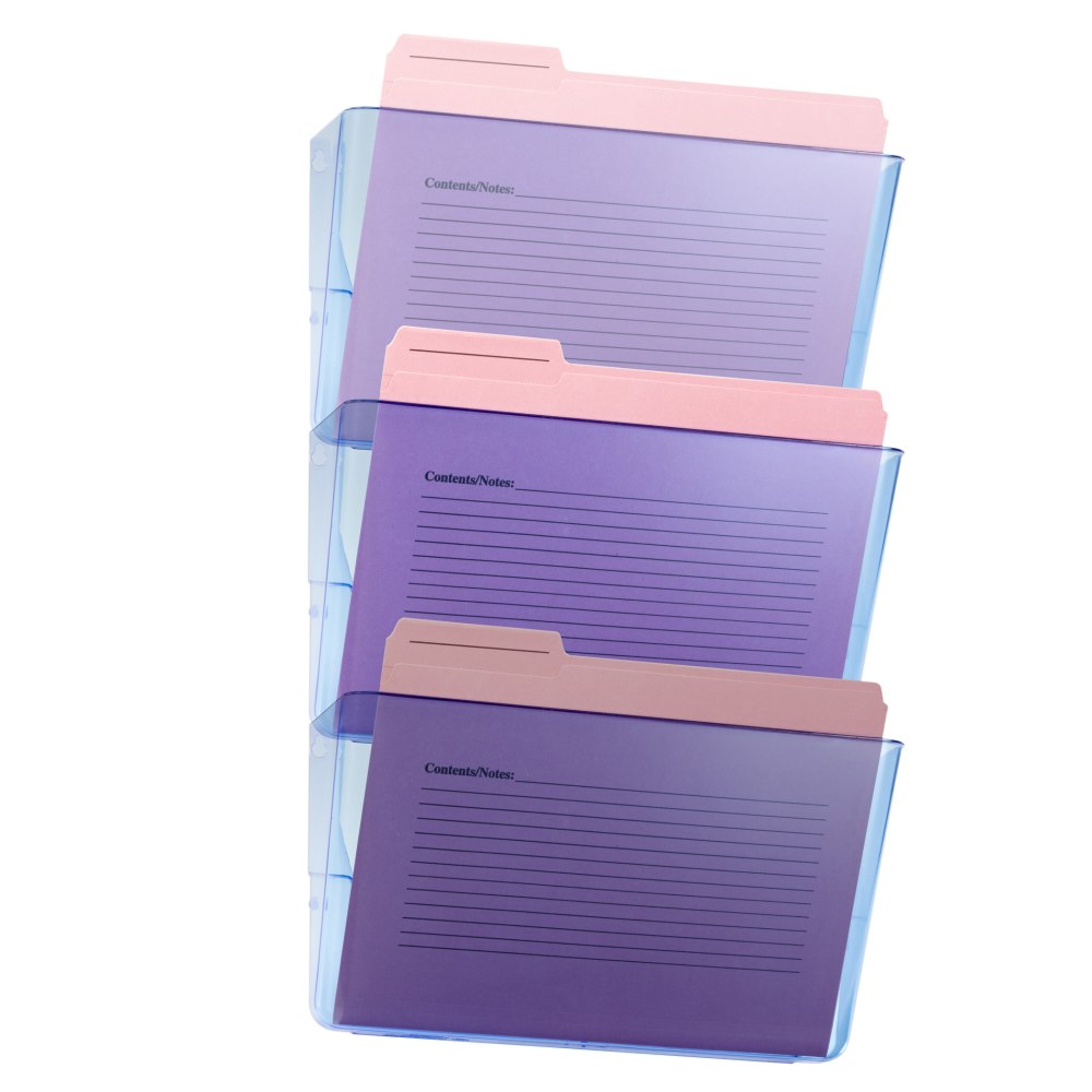 OIC Officemate Blue Glacier Wall Files, 15in x 13in x 4 1/8in, Blue, Pack Of 3 MPN:23220