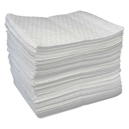 Sorbent Pad, 28 gal, 15 in x 19 in, Oil, White, Polypropylene MPN:L71393G