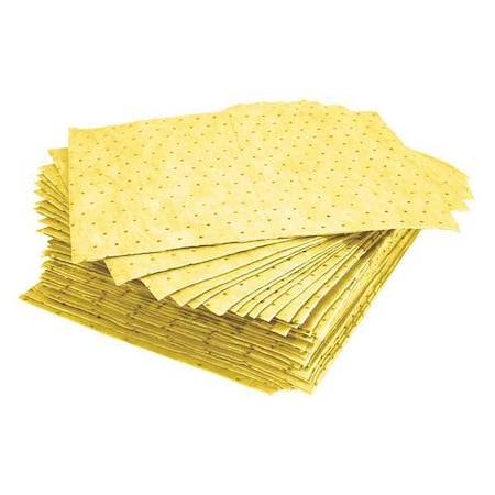 Sorbent Pad, 23 gal, 15 in x 19 in, Universal, Yellow, 100 PK MPN:L72372G