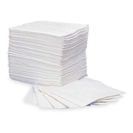 Sorbent Pad, 23 gal, 15 in x 19 in, Oil, White, Polypropylene MPN:L90850