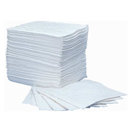 Sorbent Pad, 12 gal, 15 in x 19 in, Oil, White, Polypropylene MPN:L90852G