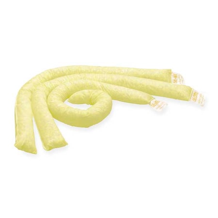 Sorbent Sock, 12 gal, 3 in x 48 in, Acids, Bases, Universal, Yellow, 12 PK MPN:L90891