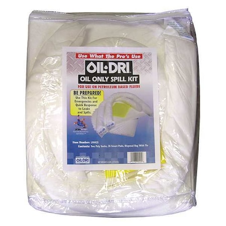 Spill Kit, 9 gal Volume Absorbed per Kit, 3 gal Capacity, Bag, Clear MPN:L90425G