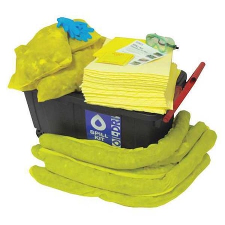 Spill Kit Refill, 30 gal Volume Absorbed per Kit, 40 gal Capacity, Mobile Tote, Yellow MPN:L90440