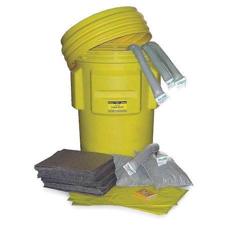 Spill Kit, 109 gal Volume Absorbed per Kit, 95 gal Capacity, Drum, Yellow MPN:L90667